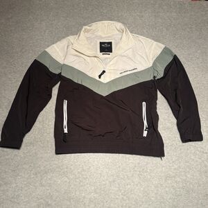 Hollister Women’s Half-Zip Windbreaker Jacket Small Black Color Block 90s Retro